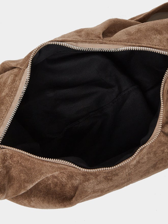 Styli Khaki Suede Crescent Shoulder Bag - Image 3